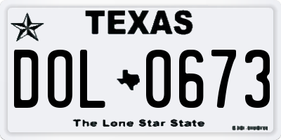 TX license plate DOL0673