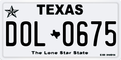 TX license plate DOL0675