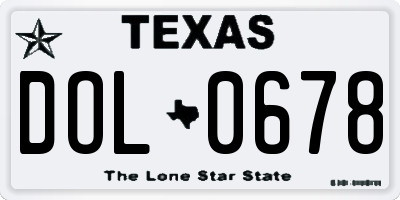 TX license plate DOL0678