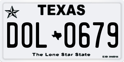 TX license plate DOL0679