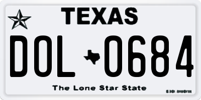 TX license plate DOL0684
