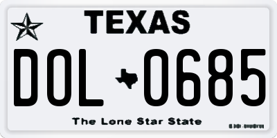 TX license plate DOL0685