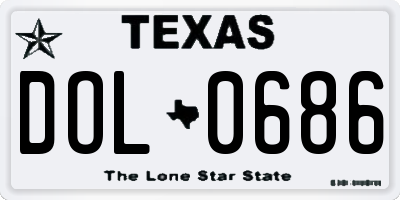 TX license plate DOL0686