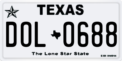 TX license plate DOL0688