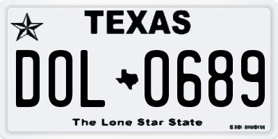 TX license plate DOL0689