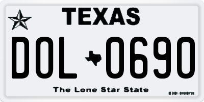 TX license plate DOL0690