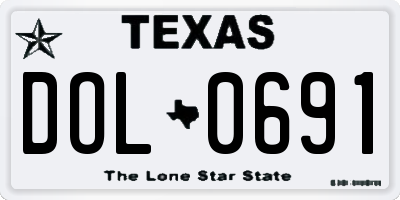 TX license plate DOL0691