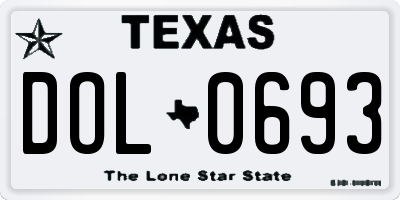 TX license plate DOL0693