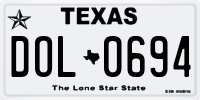 TX license plate DOL0694