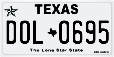 TX license plate DOL0695