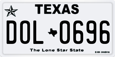 TX license plate DOL0696