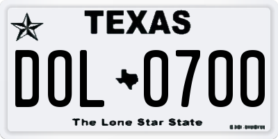 TX license plate DOL0700