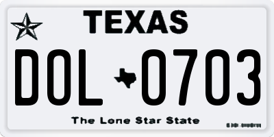 TX license plate DOL0703