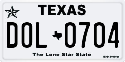 TX license plate DOL0704