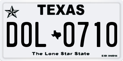 TX license plate DOL0710