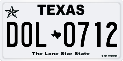 TX license plate DOL0712
