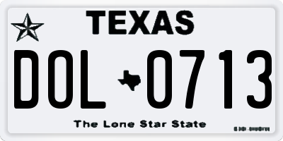 TX license plate DOL0713