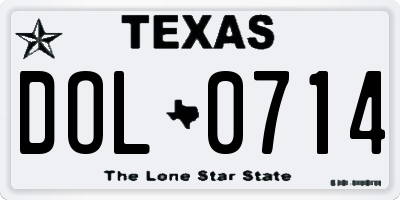TX license plate DOL0714