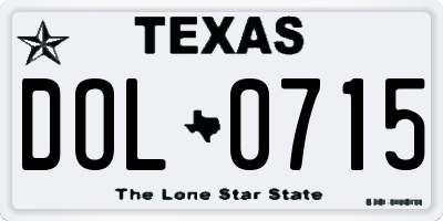 TX license plate DOL0715