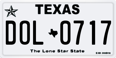 TX license plate DOL0717