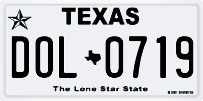 TX license plate DOL0719