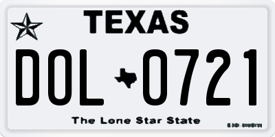 TX license plate DOL0721