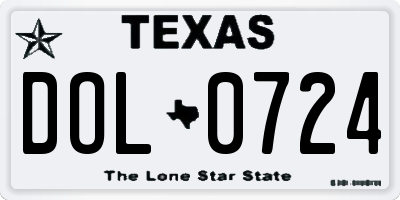 TX license plate DOL0724