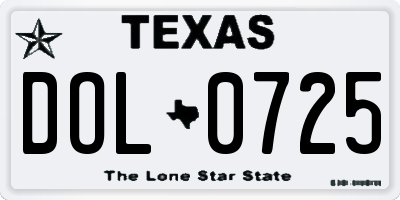 TX license plate DOL0725