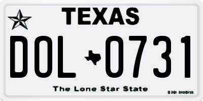 TX license plate DOL0731