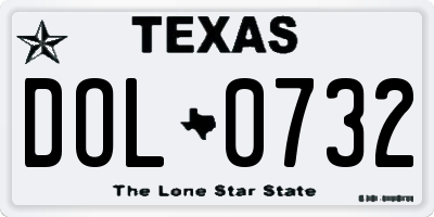 TX license plate DOL0732