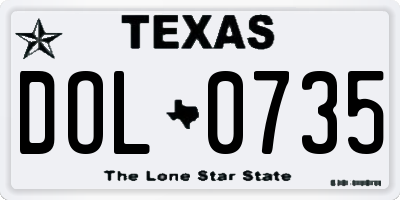 TX license plate DOL0735