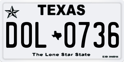 TX license plate DOL0736