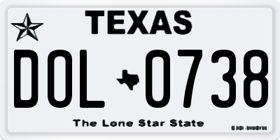 TX license plate DOL0738