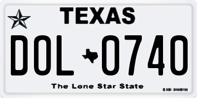 TX license plate DOL0740