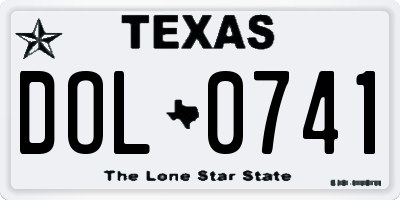 TX license plate DOL0741