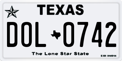 TX license plate DOL0742
