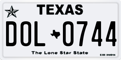 TX license plate DOL0744