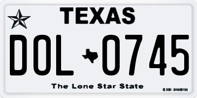 TX license plate DOL0745