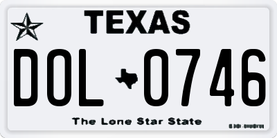 TX license plate DOL0746