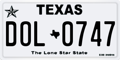 TX license plate DOL0747