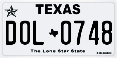 TX license plate DOL0748