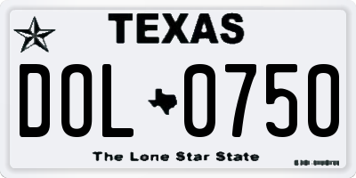 TX license plate DOL0750