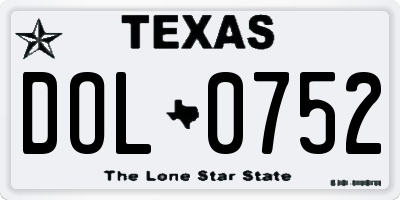 TX license plate DOL0752