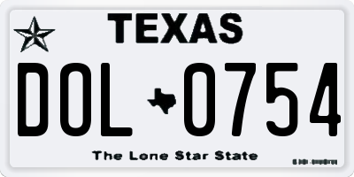 TX license plate DOL0754