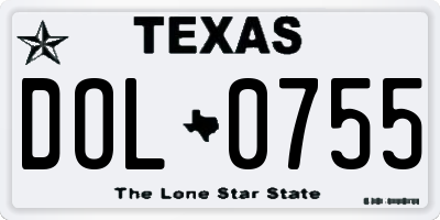 TX license plate DOL0755