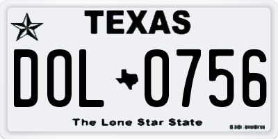 TX license plate DOL0756
