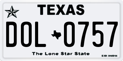 TX license plate DOL0757