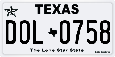 TX license plate DOL0758