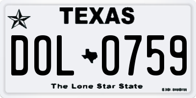 TX license plate DOL0759