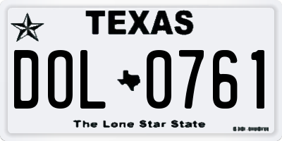 TX license plate DOL0761